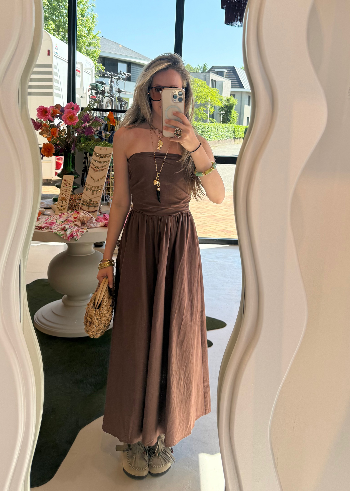 Bandeau dress - Brown