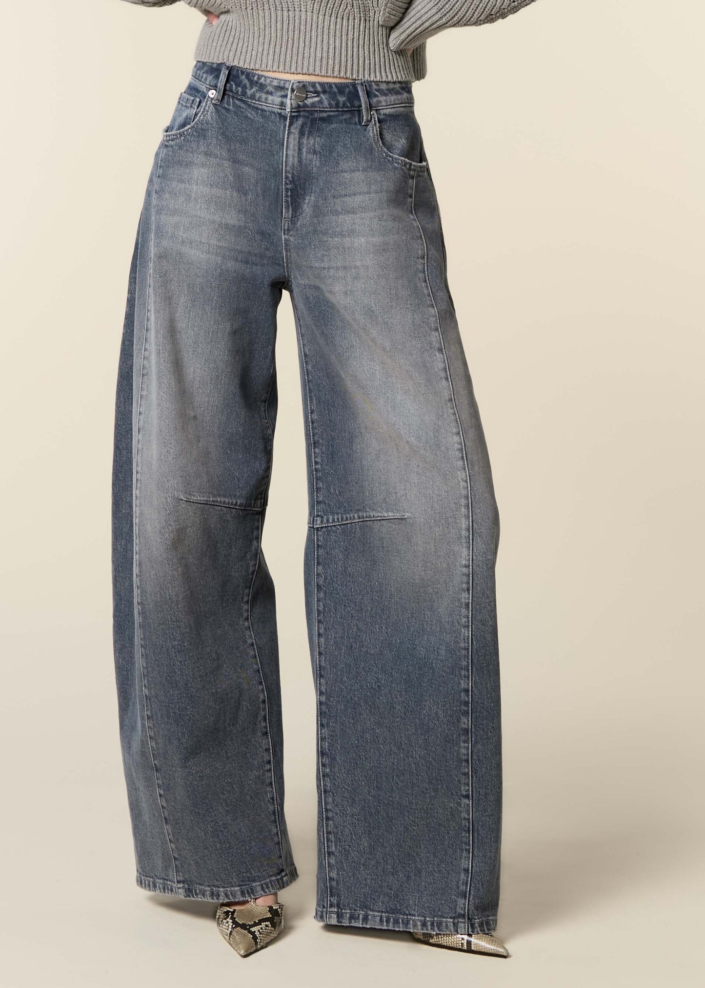Homage - Bowie extra wide barrel jeans with cutseams