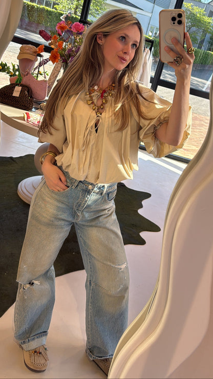 Blouse strik pofmouw kort