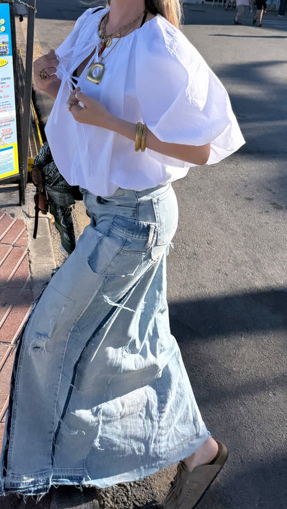 Blouse strik pofmouw kort
