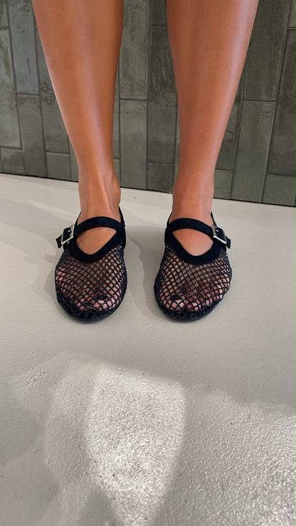 Ballerina strass - zwart