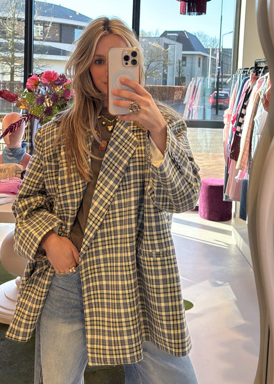 Oversized blazer - Blue plaid