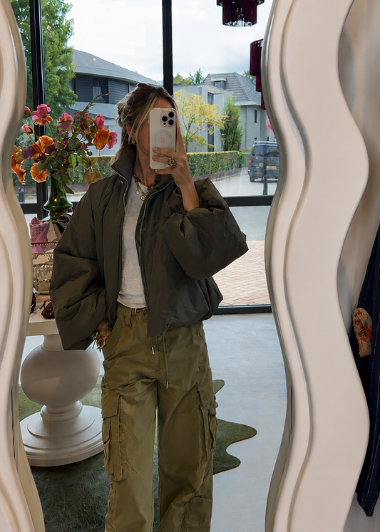 Bomber puffer jacket - khaki
