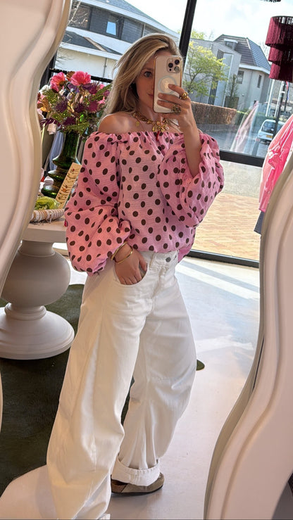 Off shoulder top with dots