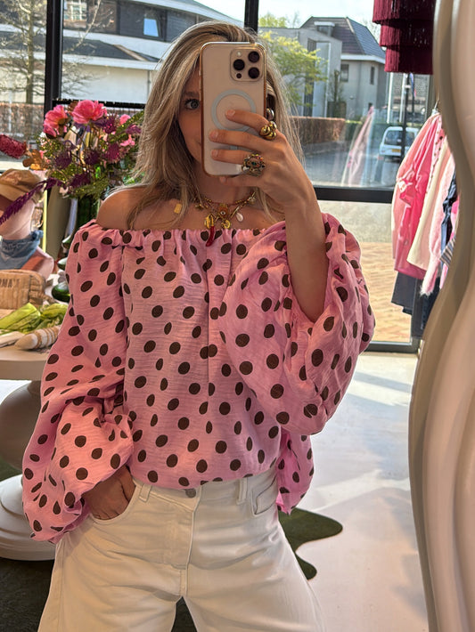 Off shoulder top with dots