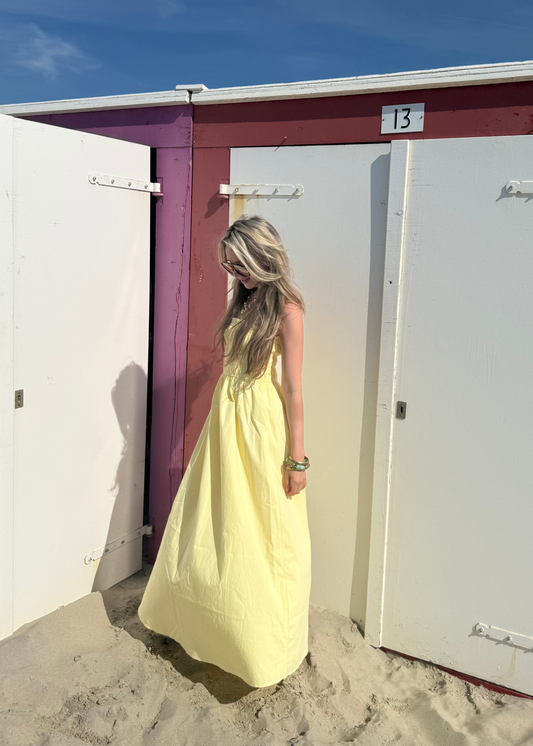 Bandeau dress smock - geel