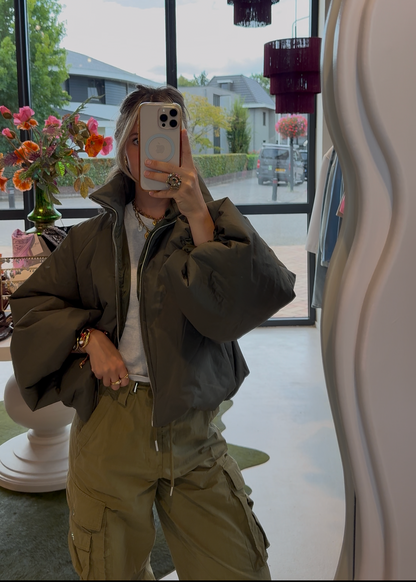 Bomber puffer jacket - khaki