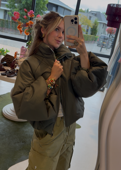 Bomber puffer jacket - khaki