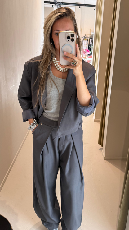 Pantalon met plooi detail - grijs