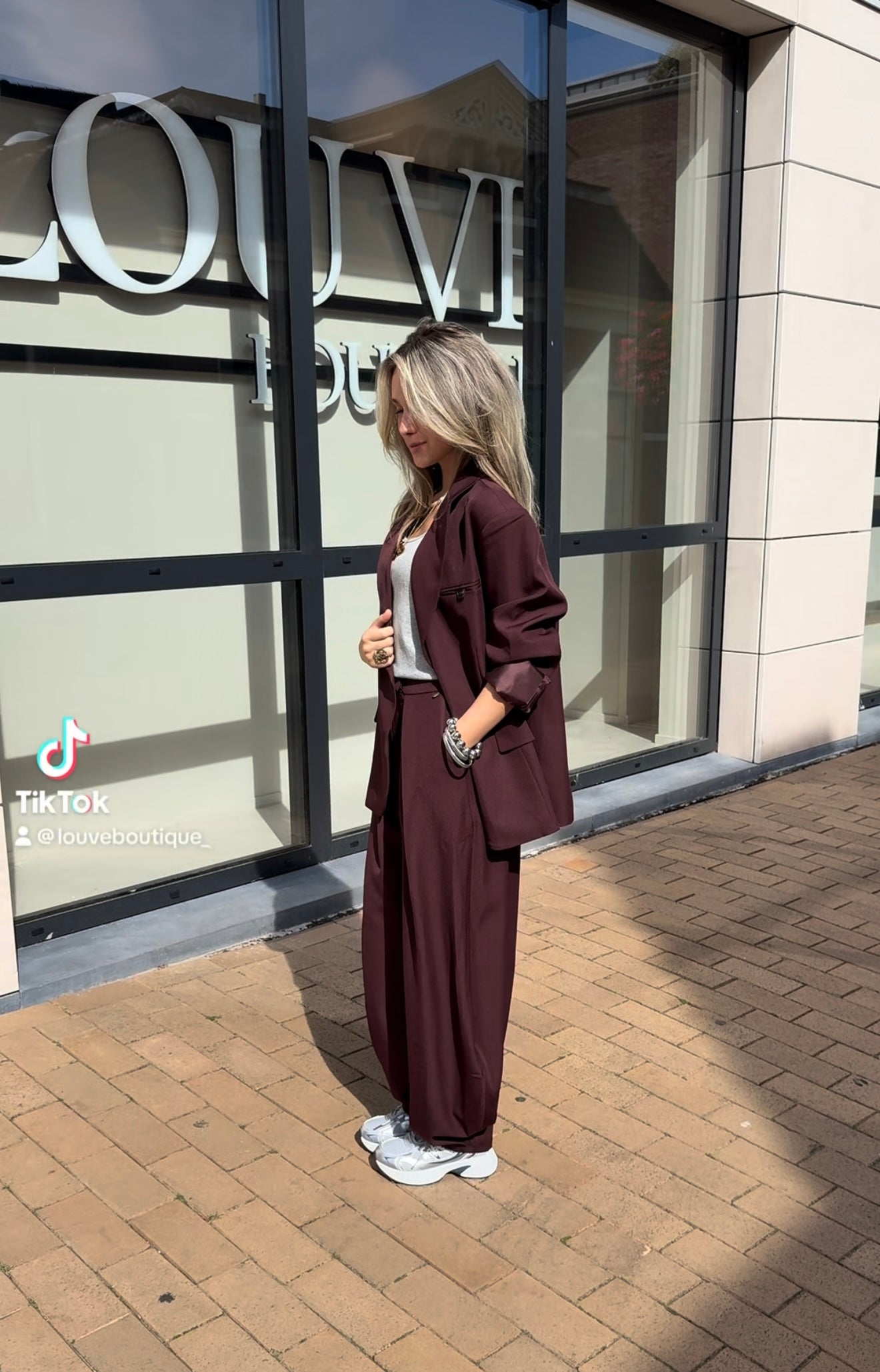 Pantalon met plooi detail - Plum