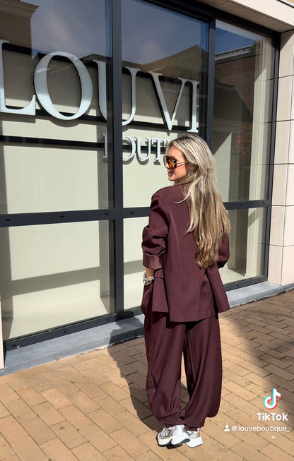 Pantalon met plooi detail - Plum