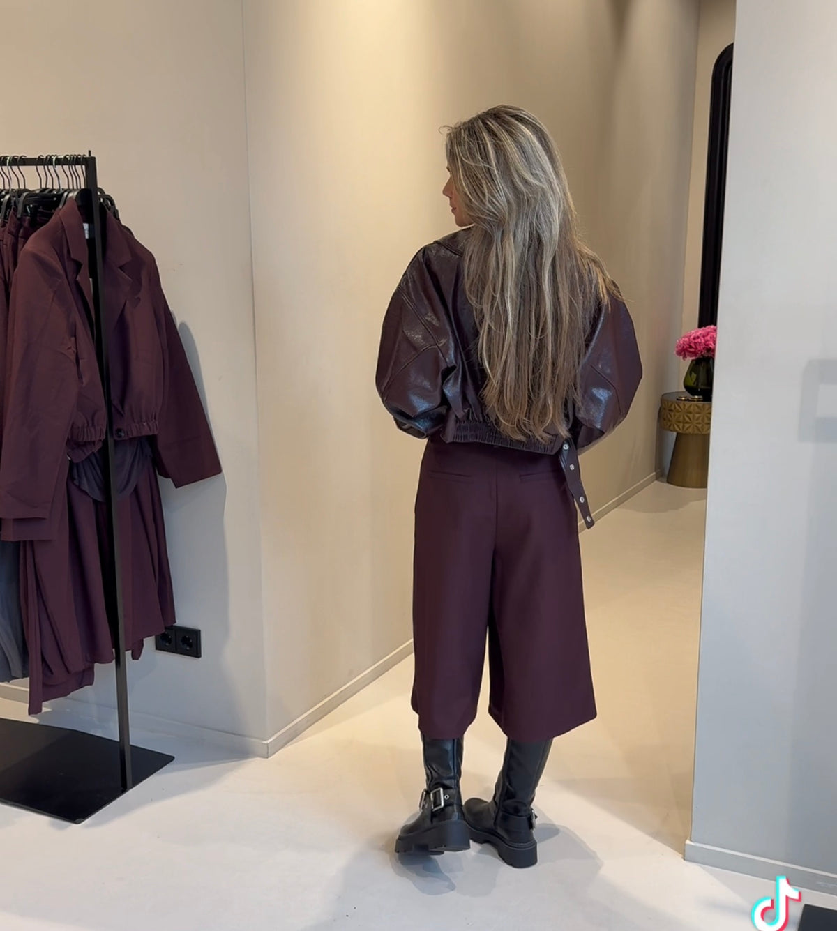 Leather jacket gesp detail - bordeaux