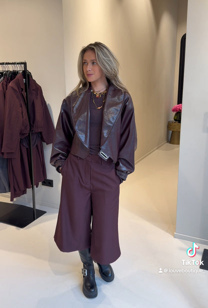 Leather jacket gesp detail - bordeaux
