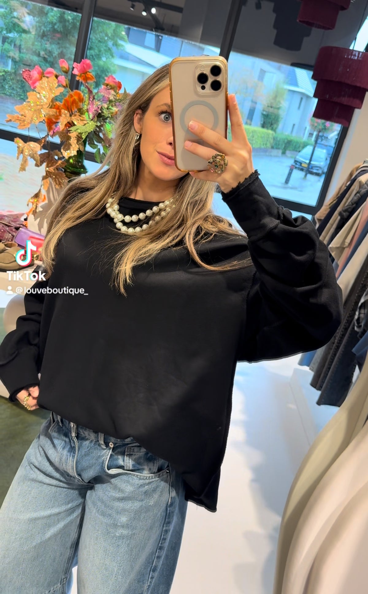 Oversized sweater - zwart