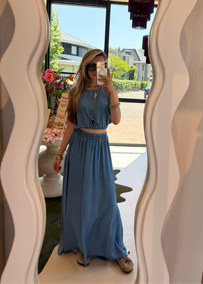 Denim set top + rok