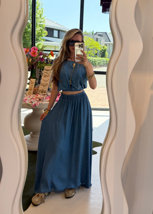 Denim set top + rok
