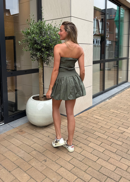 Bandeau smock dress - khaki