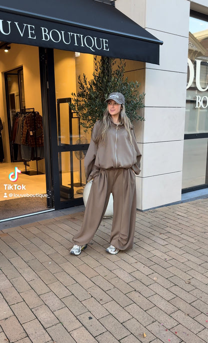 Oversized jogging set - taupe