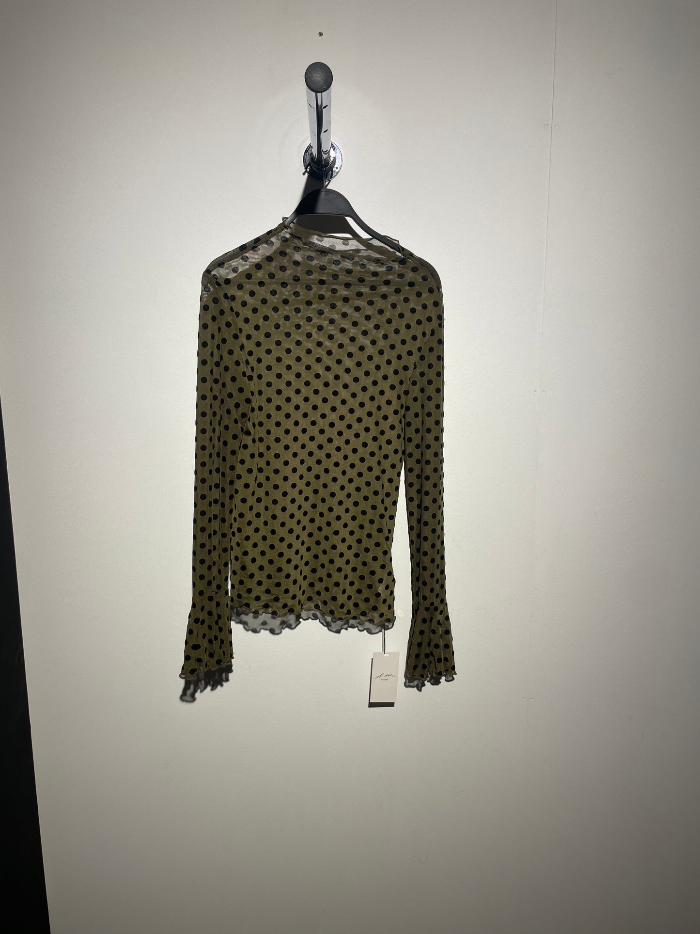 Ambika top mesh kaya dots green