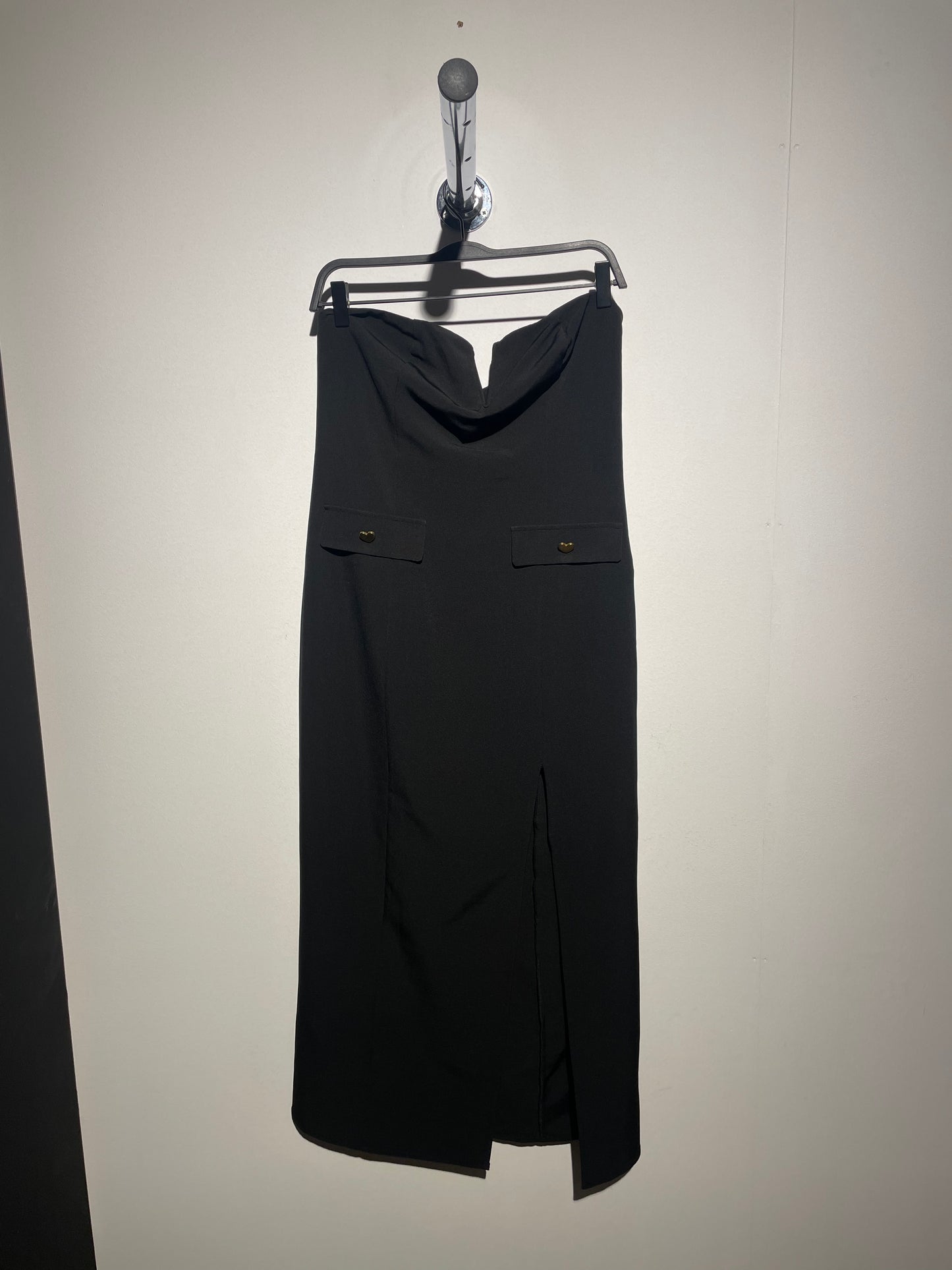 NA-KD button detail high slit midi dress