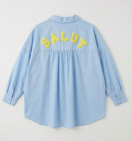 Salut blouse - Blauw / geel