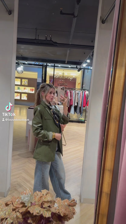 Pu blazer getailleerd - Groen